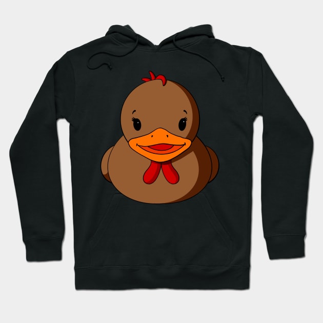 Brown Chicken Rubber Duck Hoodie by Alisha Ober Designs